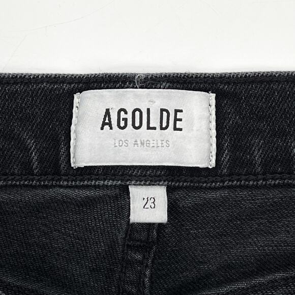 AGOLDE Harper Mid Rise Wide Straight Jeans Black Hush Wash Size 23 - Picture 3 of 5